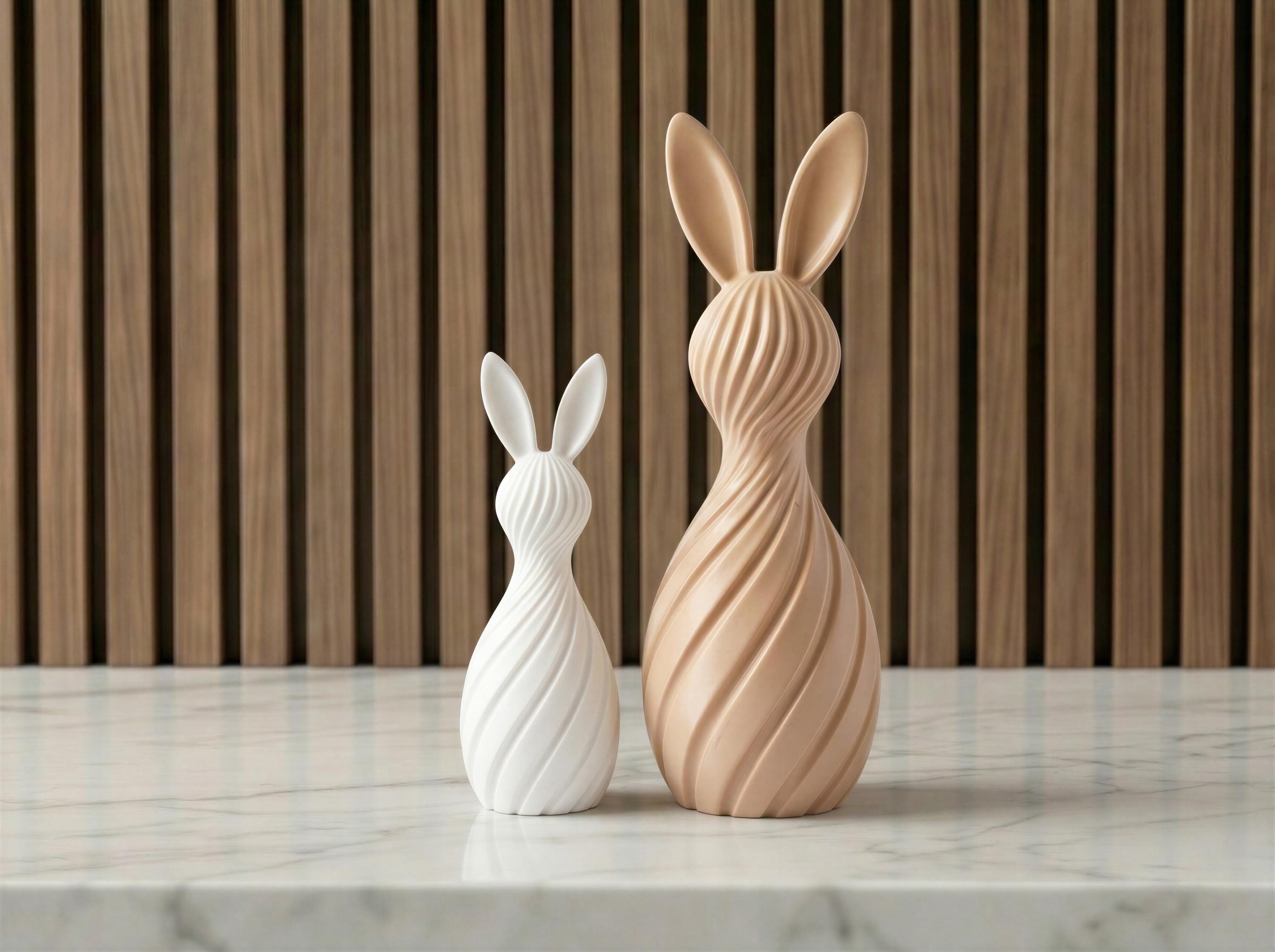Easter Bunny Decor – Modern Spiral Minimalist – Spring Table Accent – Sold Individually or Set